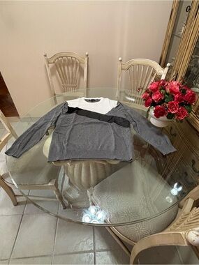 Gray and White Colorblock Men's Sweater